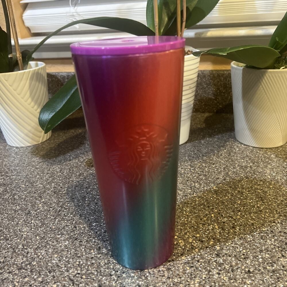 Starbucks 2021 Holiday Stainless Steel -Pink And Red Ombre Tumbler Cold Cup 24Oz